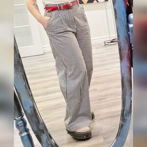 Mo & Co Checkered Blavk & White High Waist Wide Leg Pants